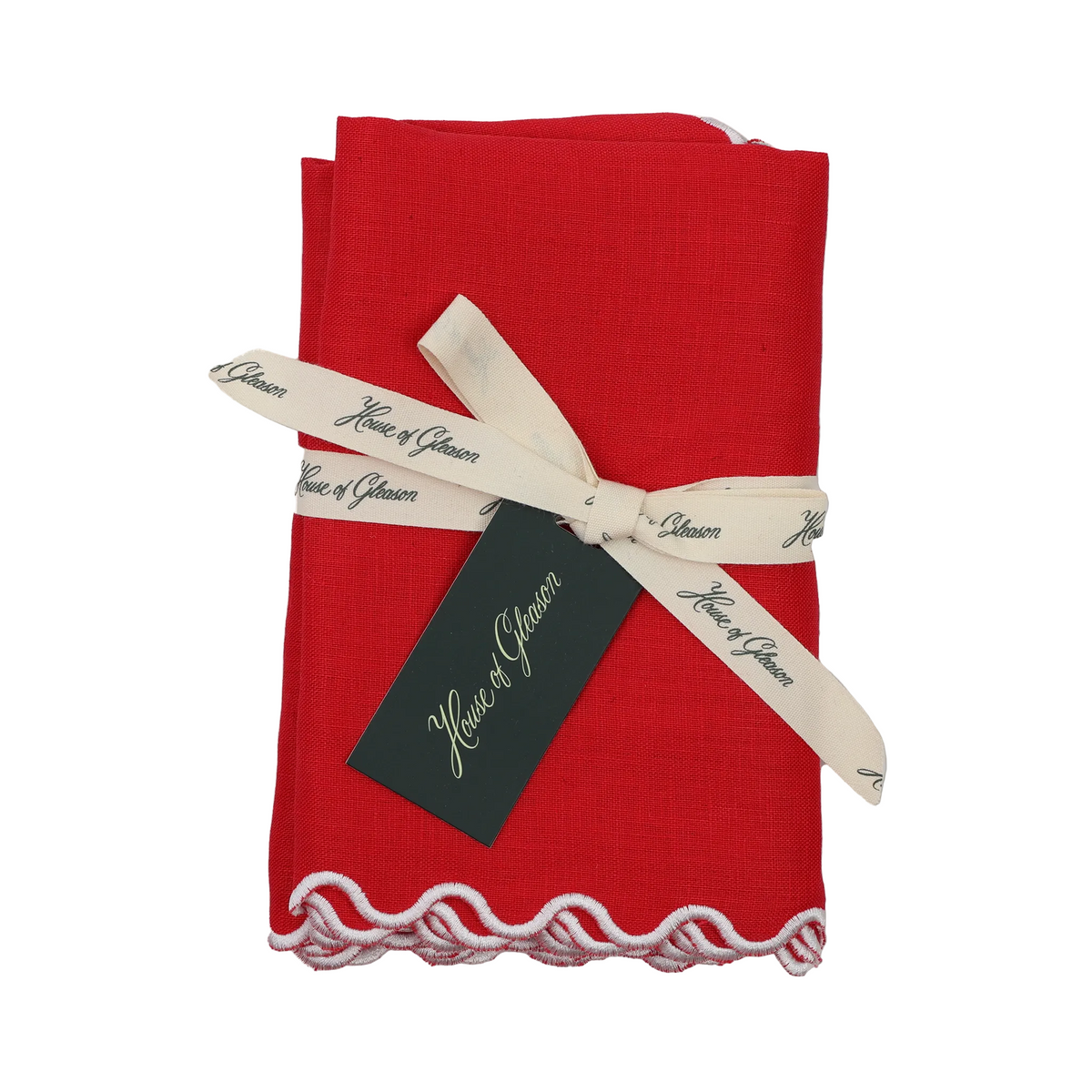 The Vivienne Linen Placemats - Red & White