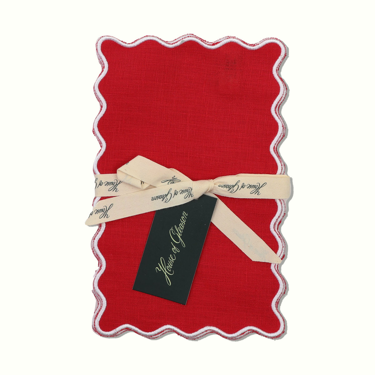 The Vivienne Rectangle Cocktail Napkins - Red & White