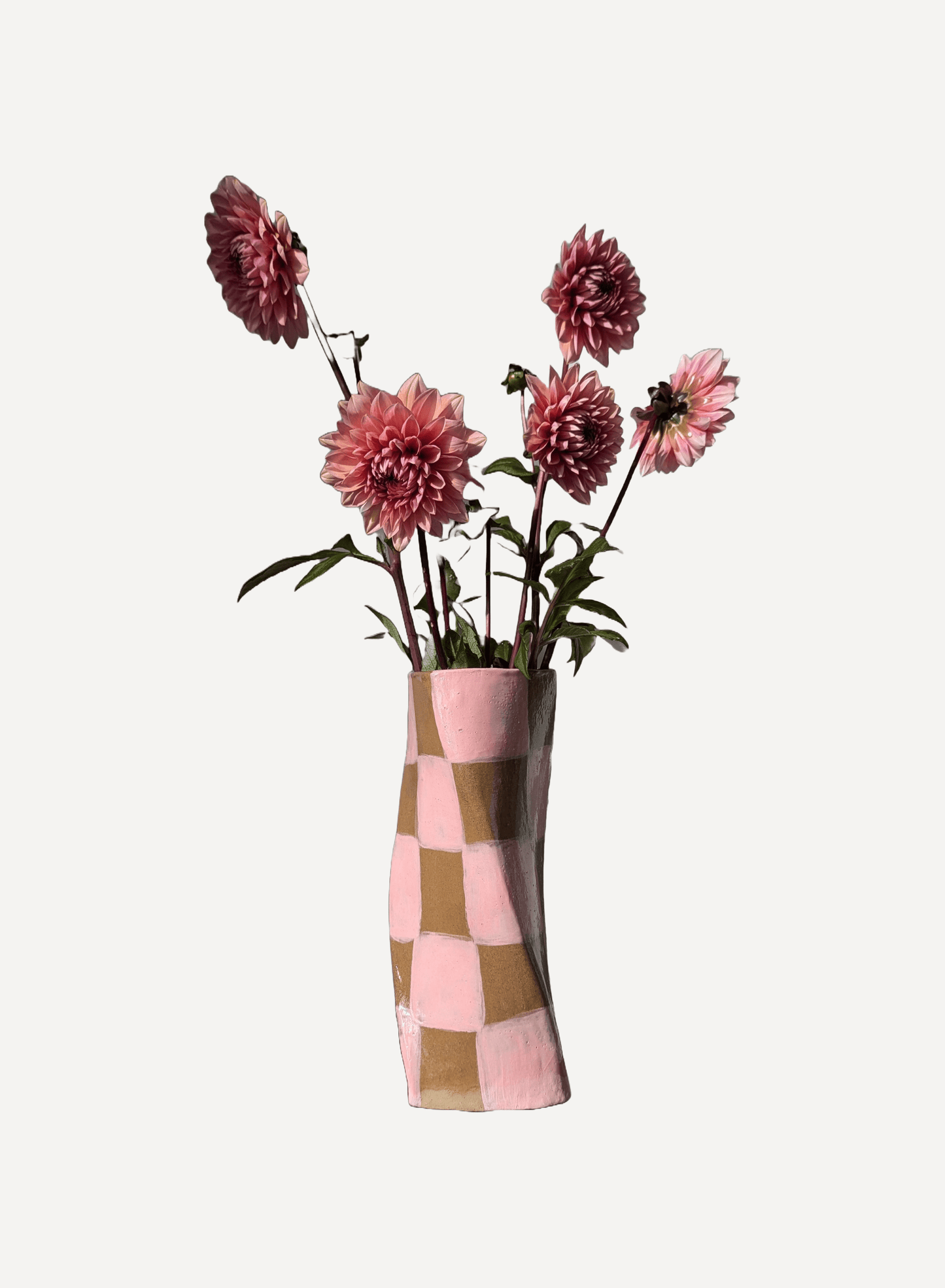 Pink Check Twist Vase