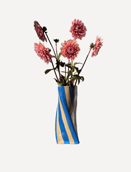 Blue Stripe Twist Vase