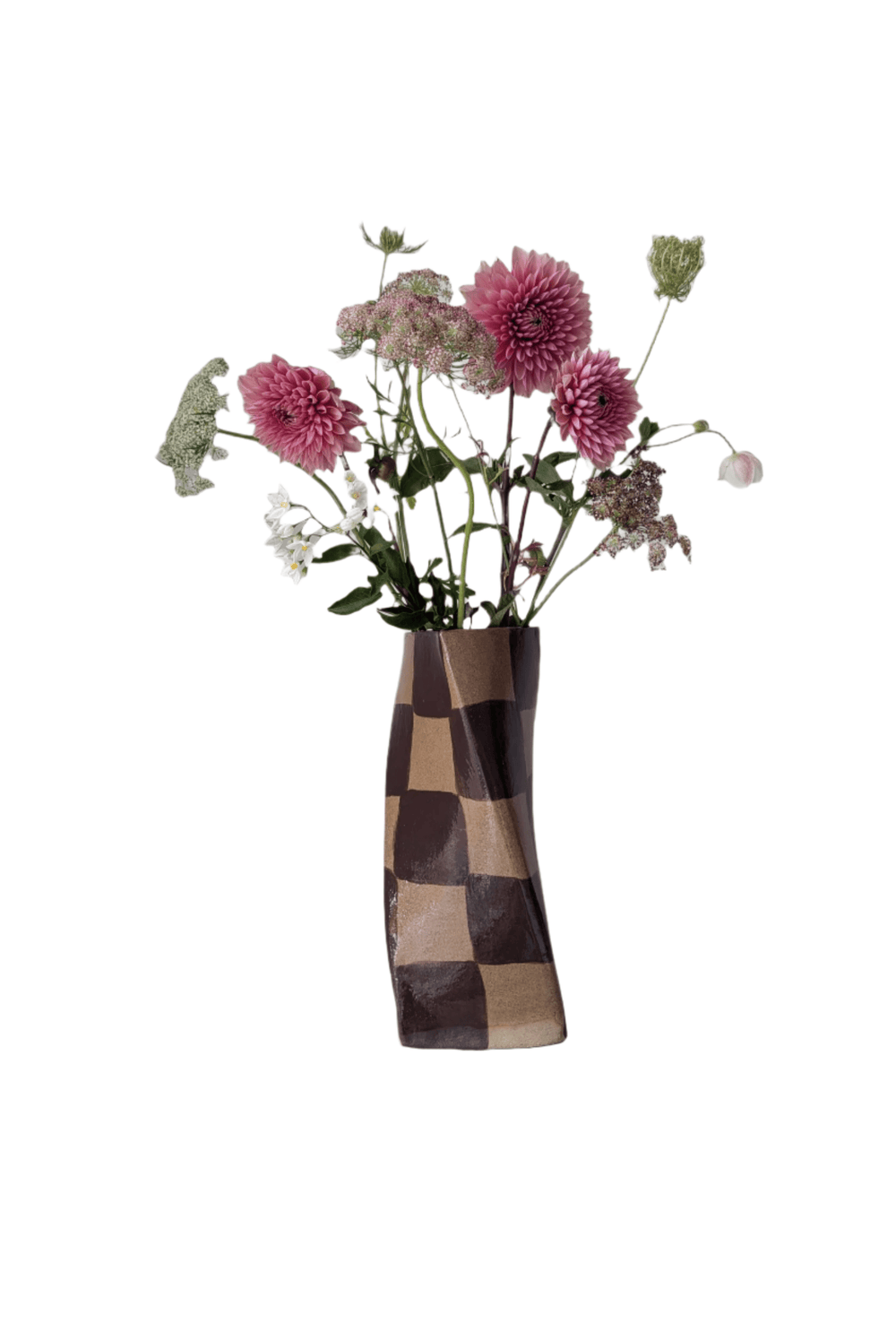 Chocolate Brown Check Twist Vase