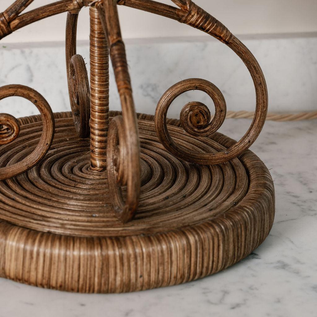 Retro Rattan Lamp Base, Teak