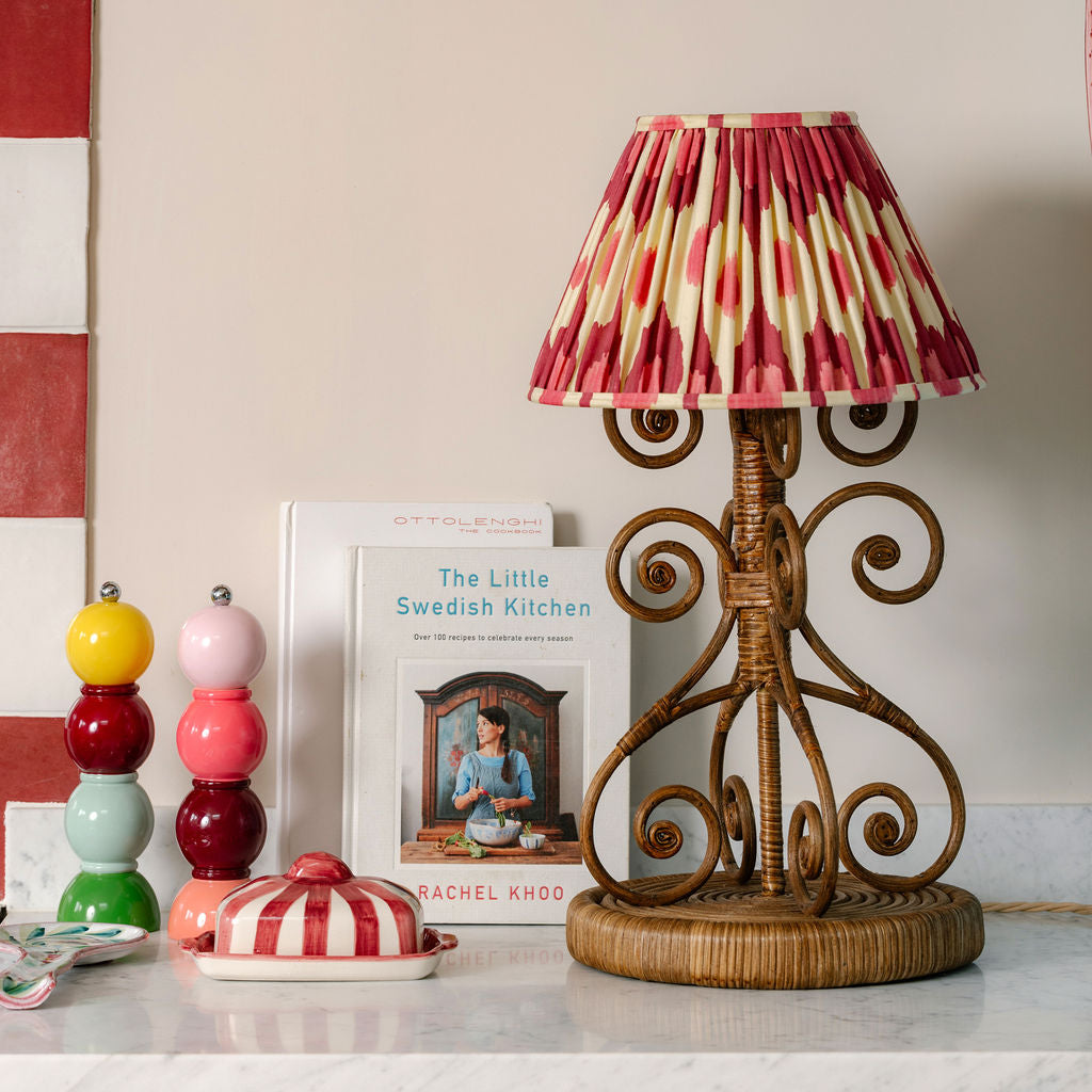 Retro Rattan Lamp Base, Teak