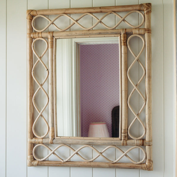 Retro Rattan Mirror, Natural