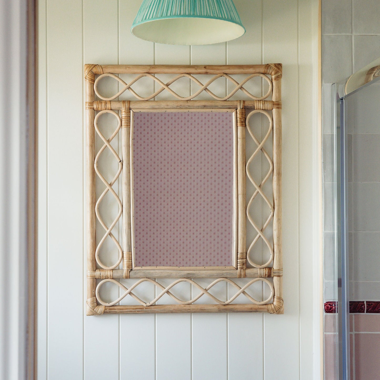 Retro Rattan Mirror, Teak