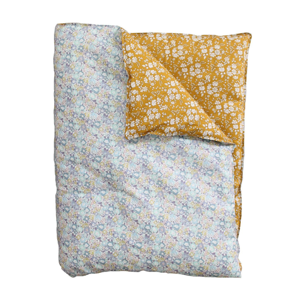 Reversible Heirloom Quilt Made With Liberty Fabric Michelle Sea Green & Capel Mustard