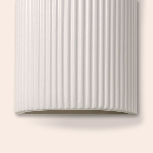 White Ribbed Ceramic Pillar Wall Light