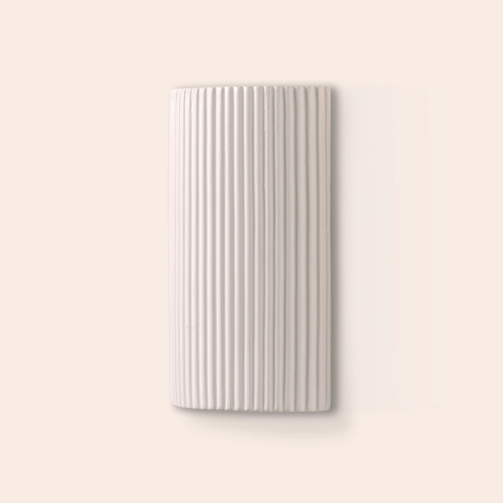 White ribbed ceramic pillar wall light