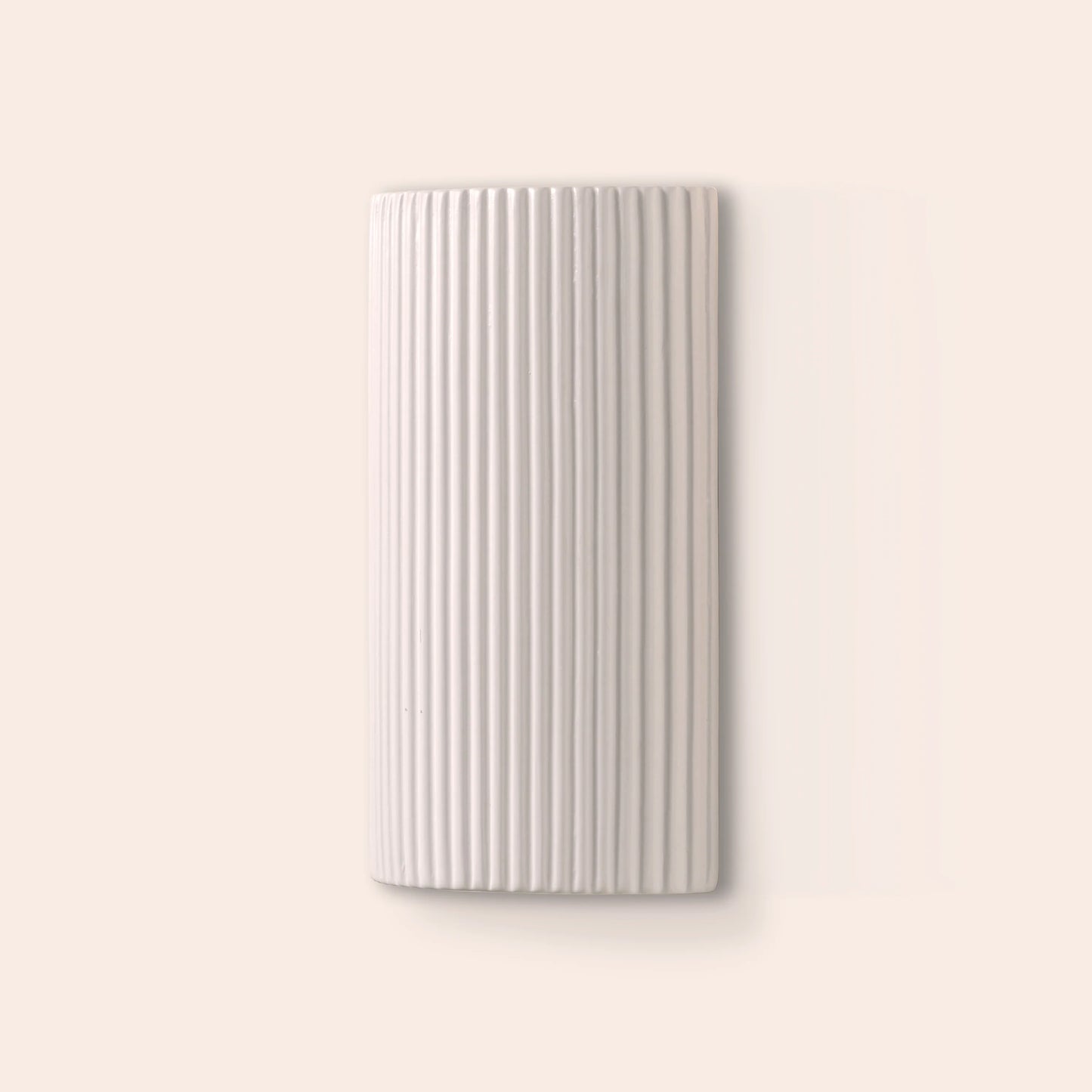 White ribbed ceramic pillar wall light