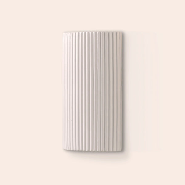 White Ribbed Ceramic Pillar Wall Light