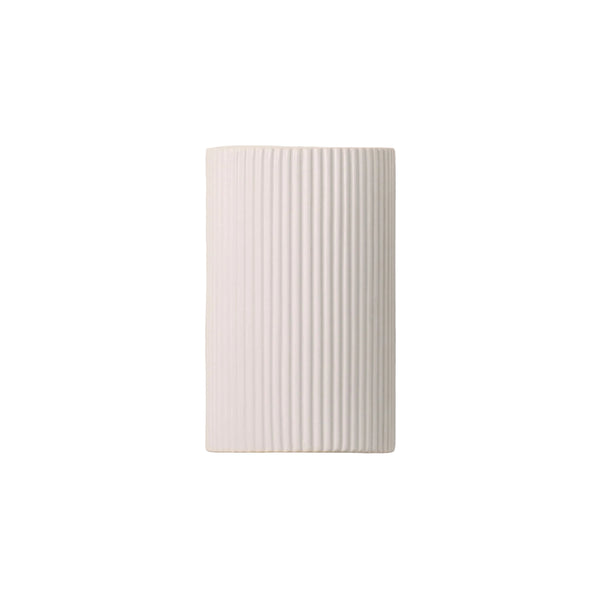 White Ribbed Ceramic Pillar Wall Light