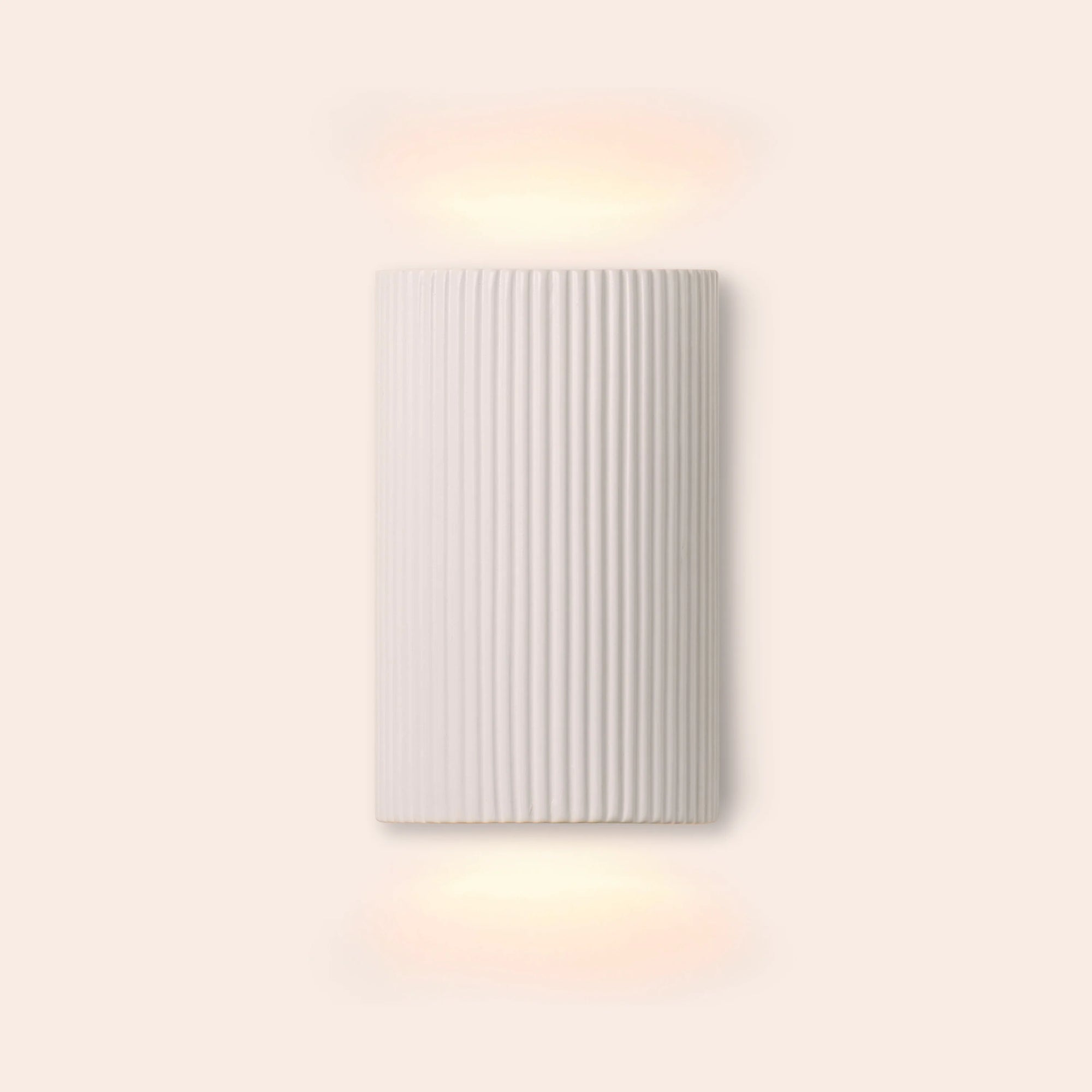 White ribbed ceramic pillar wall light