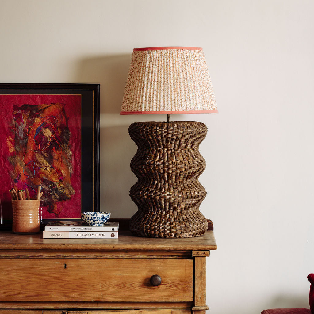Ripple Rattan Lamp Base, Teak