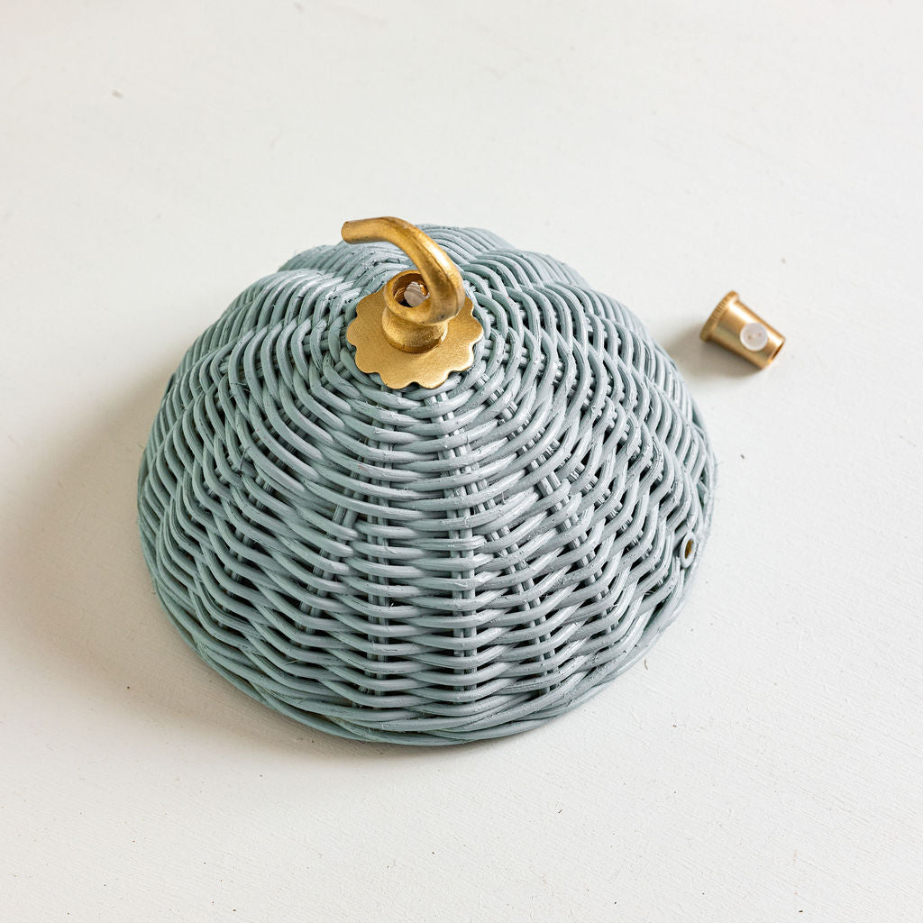 Rita Rattan Ceiling Rose, Light Blue
