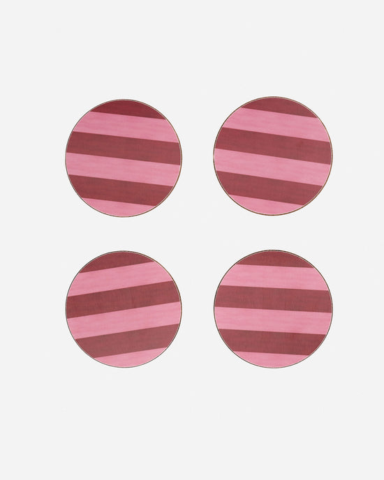 Rouge & Blush Stripe Coasters | Set of 4