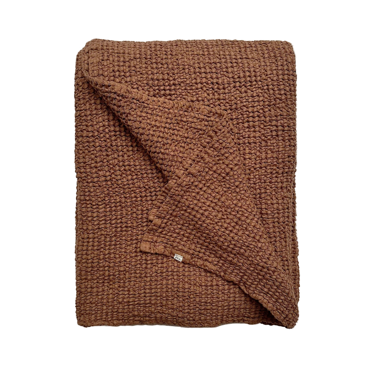 Mya Linen Waffle Blanket Rust OEKO-TEX Certified
