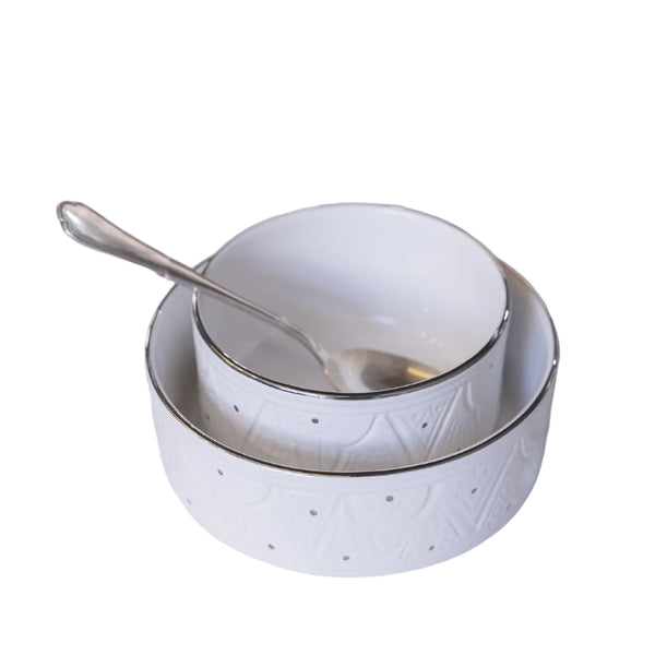 Straight Salad Bowl - Silver Noor Imprint