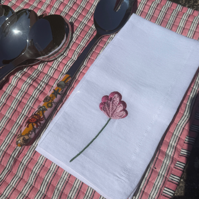 Set of 4 Rosa Floral Linen Napkins