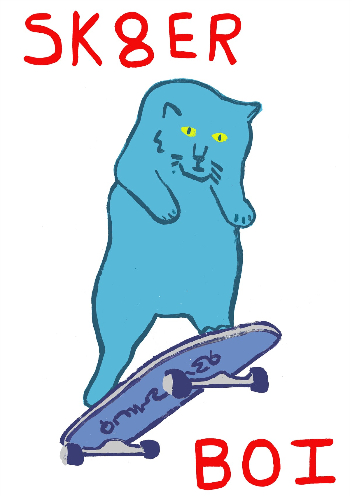 Skater Cat Print