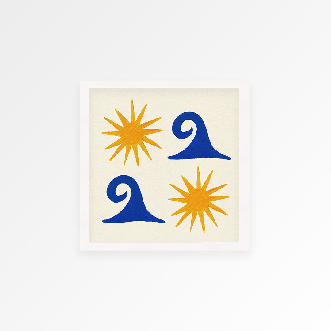 Sun and Wave Square Hand Painted Print