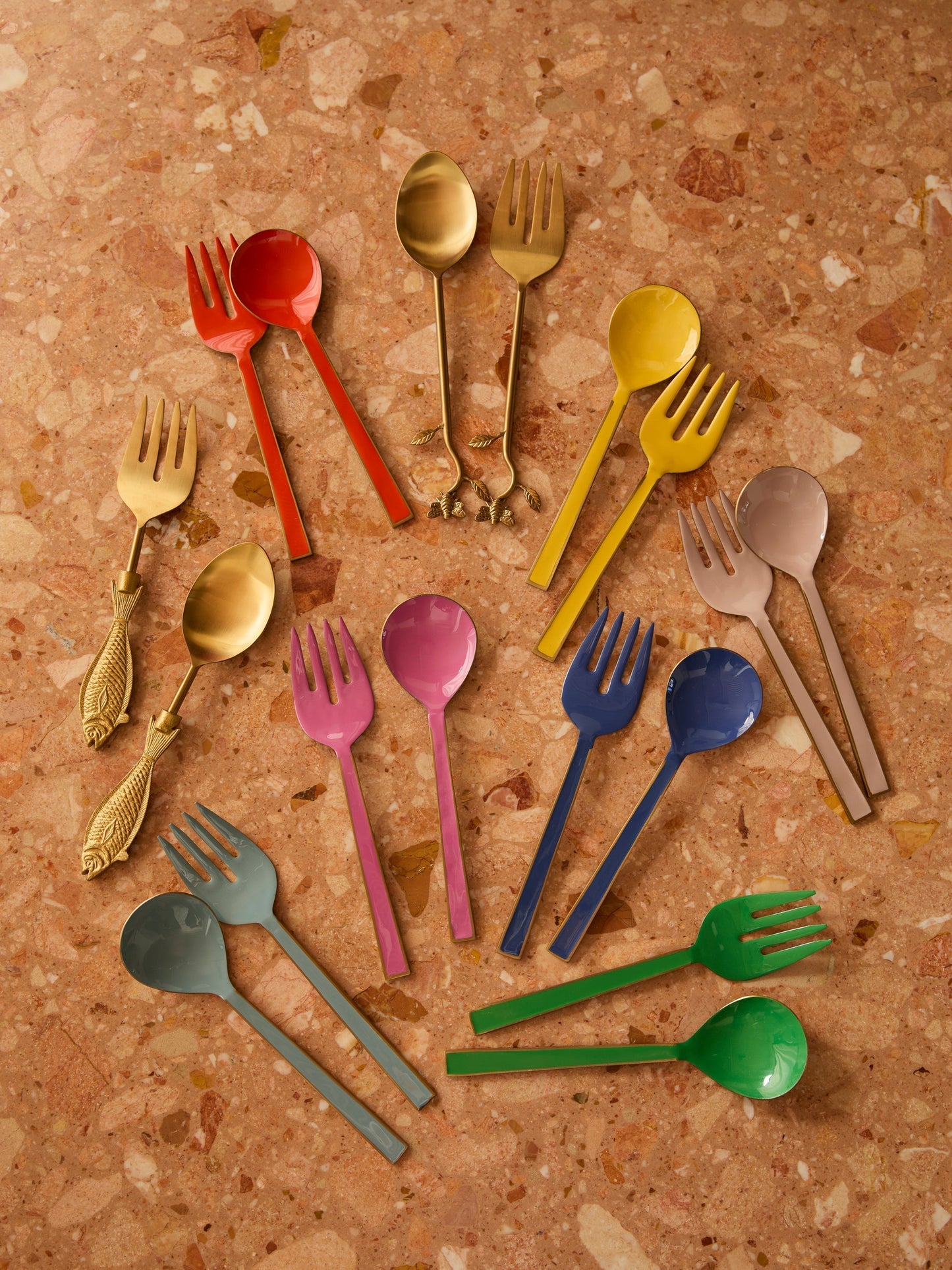 Wild Bees Brass Salad Servers