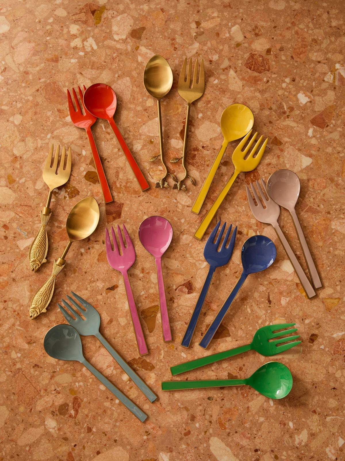 Sunny Enamel Salad Servers