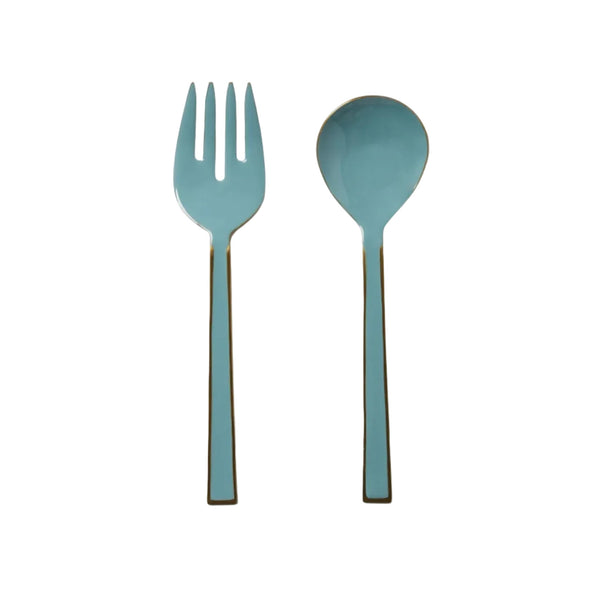 Dusty Blue Enamel Salad Servers
