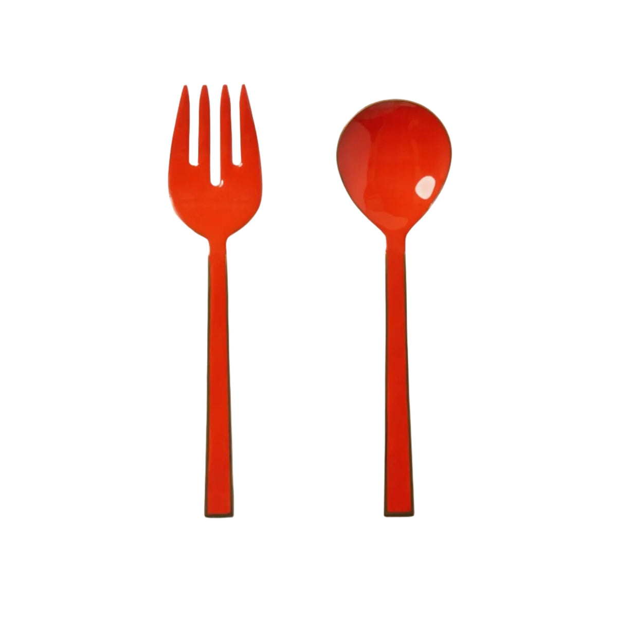 Orange Enamel Salad Servers
