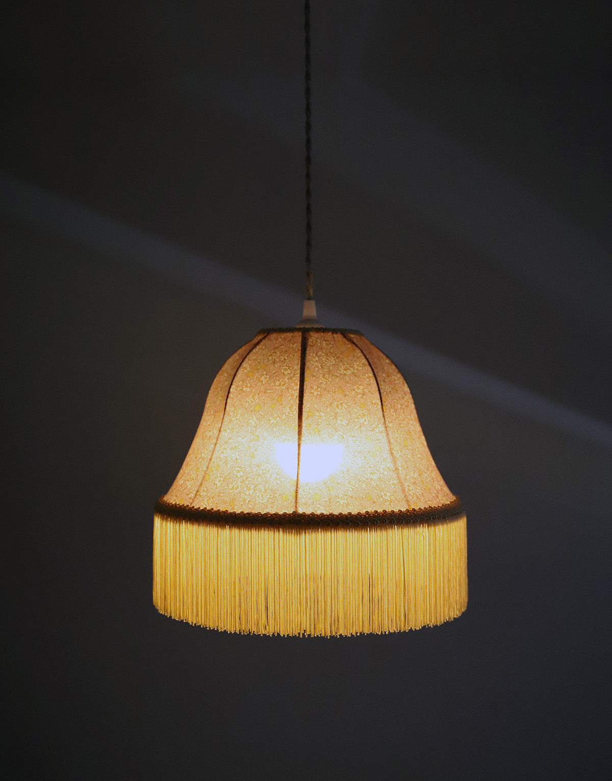 Vintage Bell-Shaped Pendant Light Printed with Fringes