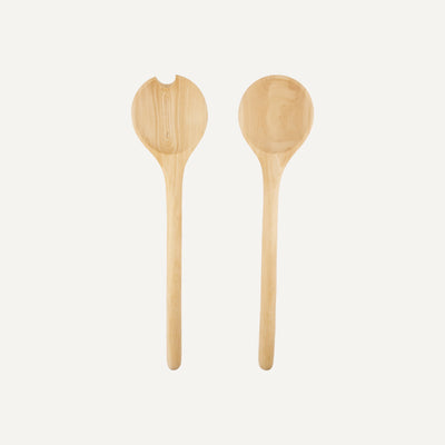 Lara carved wood salad serving pair