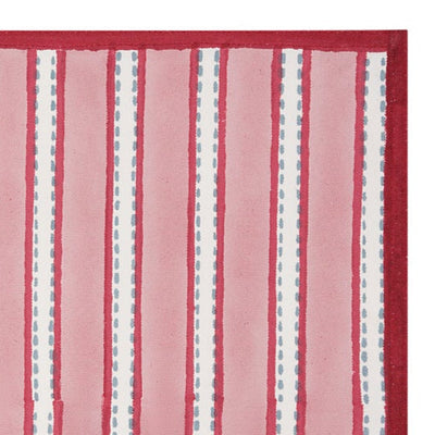 Detail of the Saanj block printed stripe red table mat