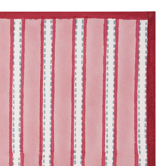 Detail of the Saanj block printed stripe red table mat