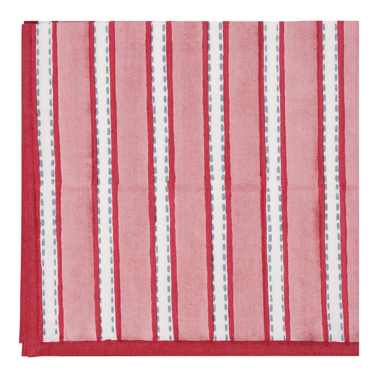 Block printed Saanjh Table Napkin in pinks and reds