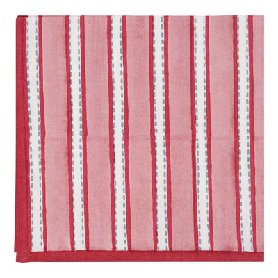 Block printed Saanjh Table Napkin in pinks and reds
