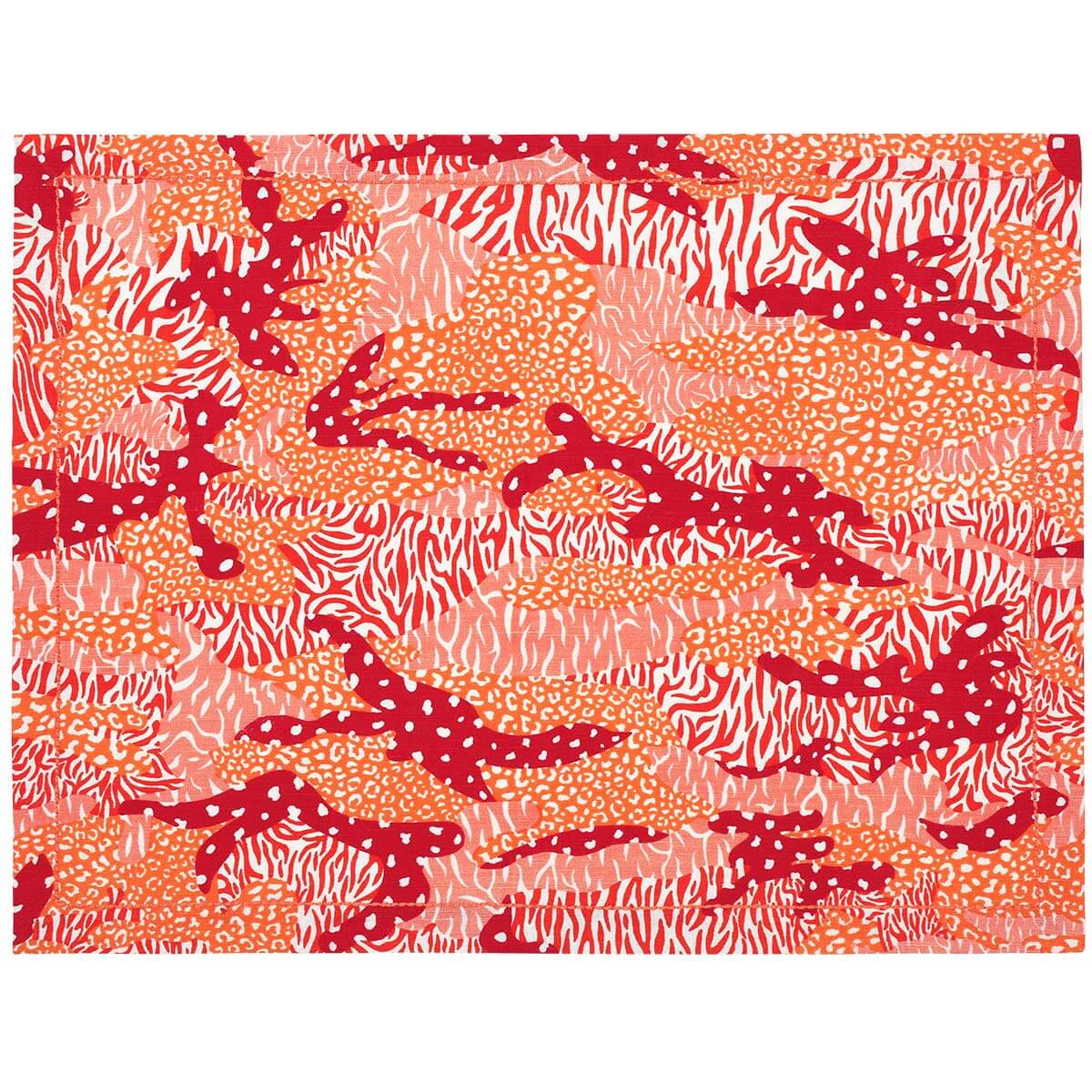 Orange Big Cat Camo Placemats - Set of 2
