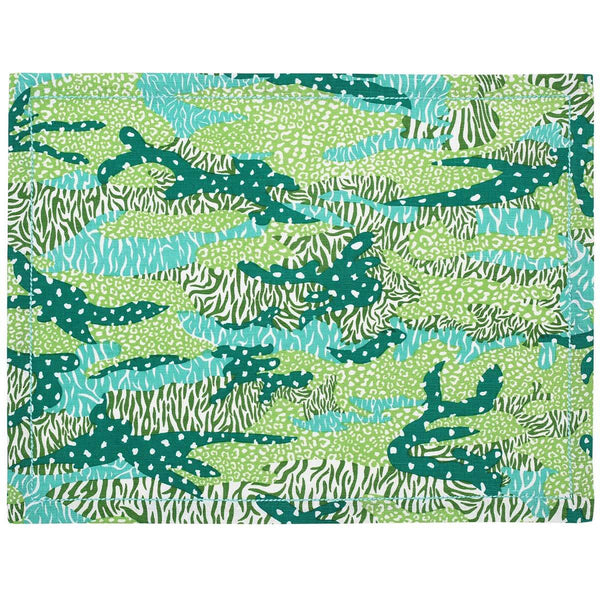 Green Big Cat Camo Placemats - Set of 2
