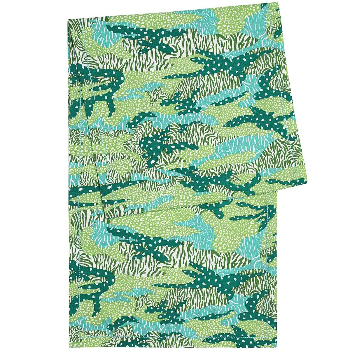 Green Big Cat Camo Table Runner
