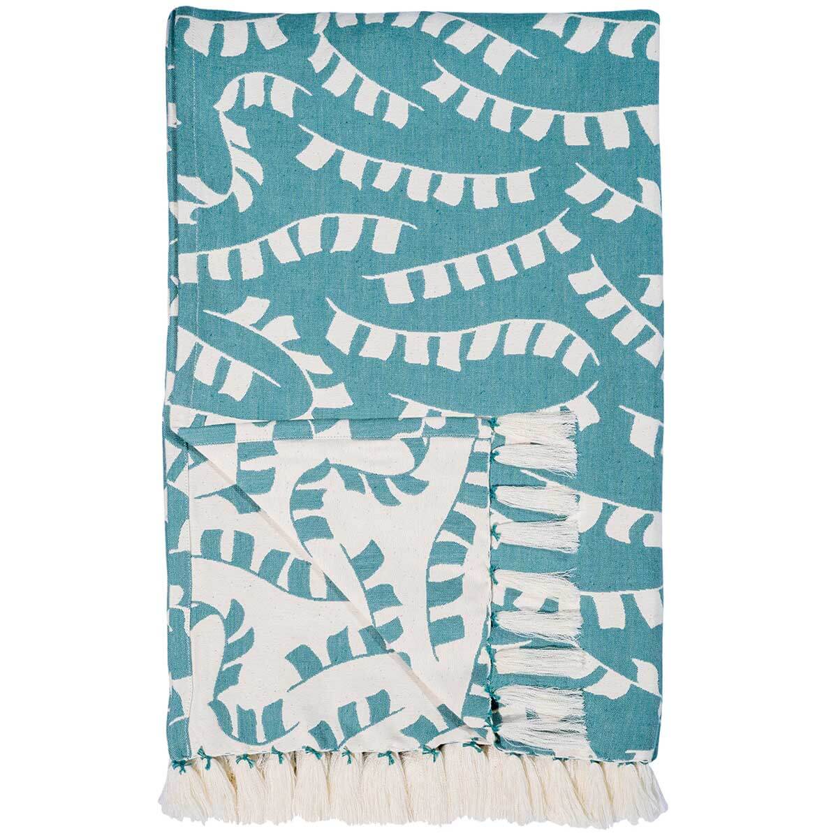 Teal Prayer Flag Woven Throw