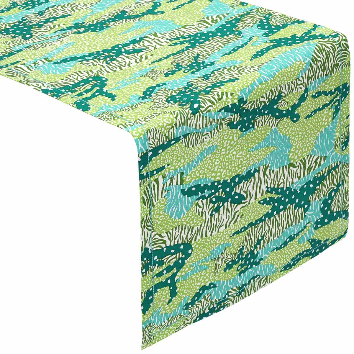 Green Big Cat Camo Table Runner