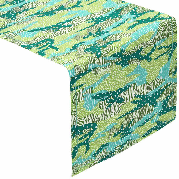 Green Big Cat Camo Table Runner