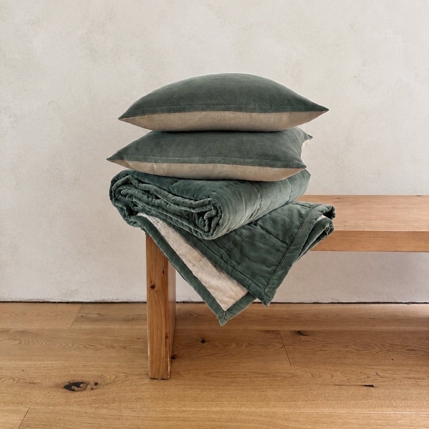 The Velvet And Linen Cushion Sage Green