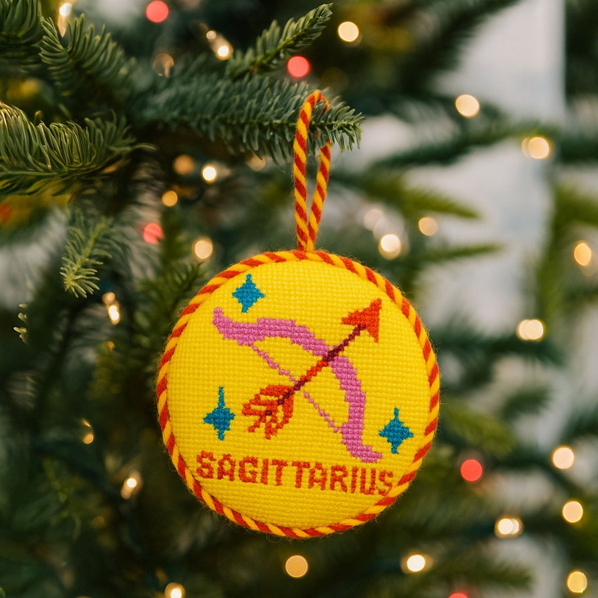 Needlepoint Zodiac Ornament - Sagittarius - Furbish Studio