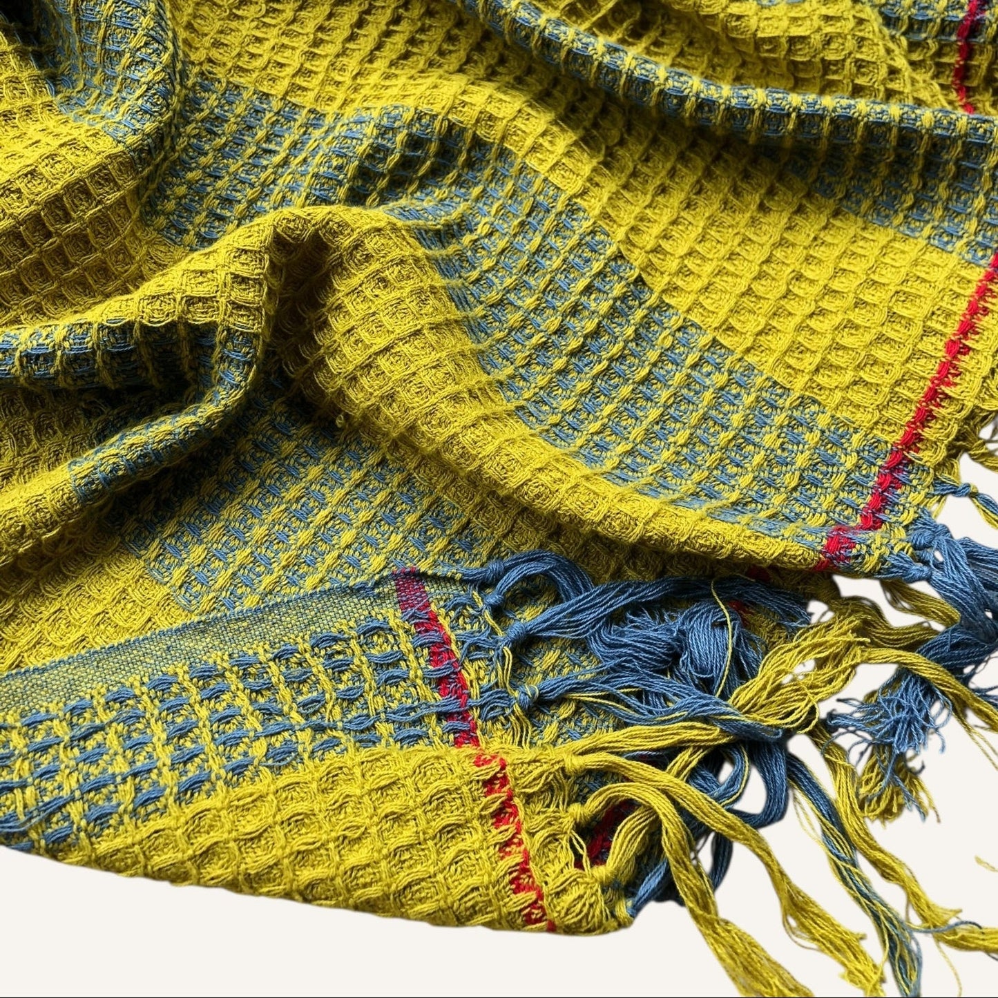 Yellow Sandcastle Shield Beach Towel | Block-Printed Cotton