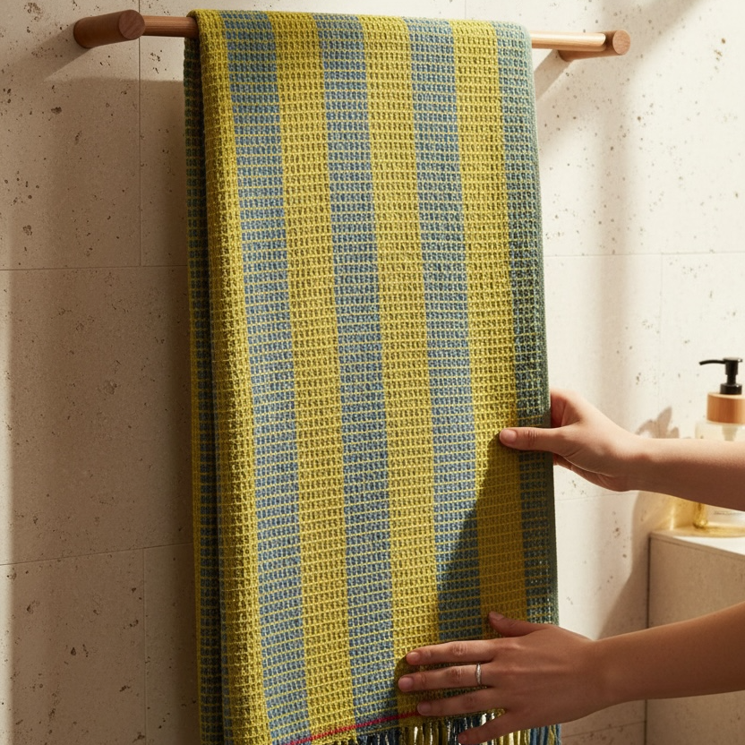 Yellow Sandcastle Shield Beach Towel | Block-Printed Cotton