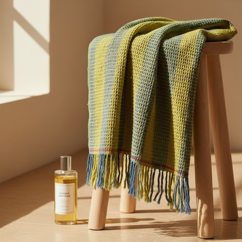 Yellow Sandcastle Shield Beach Towel | Block-Printed Cotton