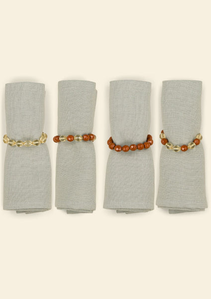 The Ocre & Daffodil Beaded Napkin Rings (set of 4)
