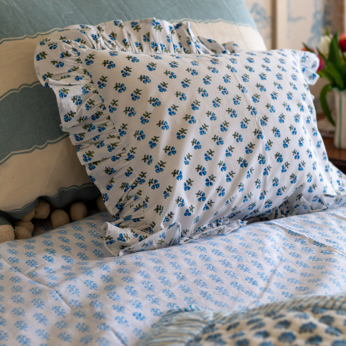 Blue Ditsy Baby / Boudoir Pillowcase