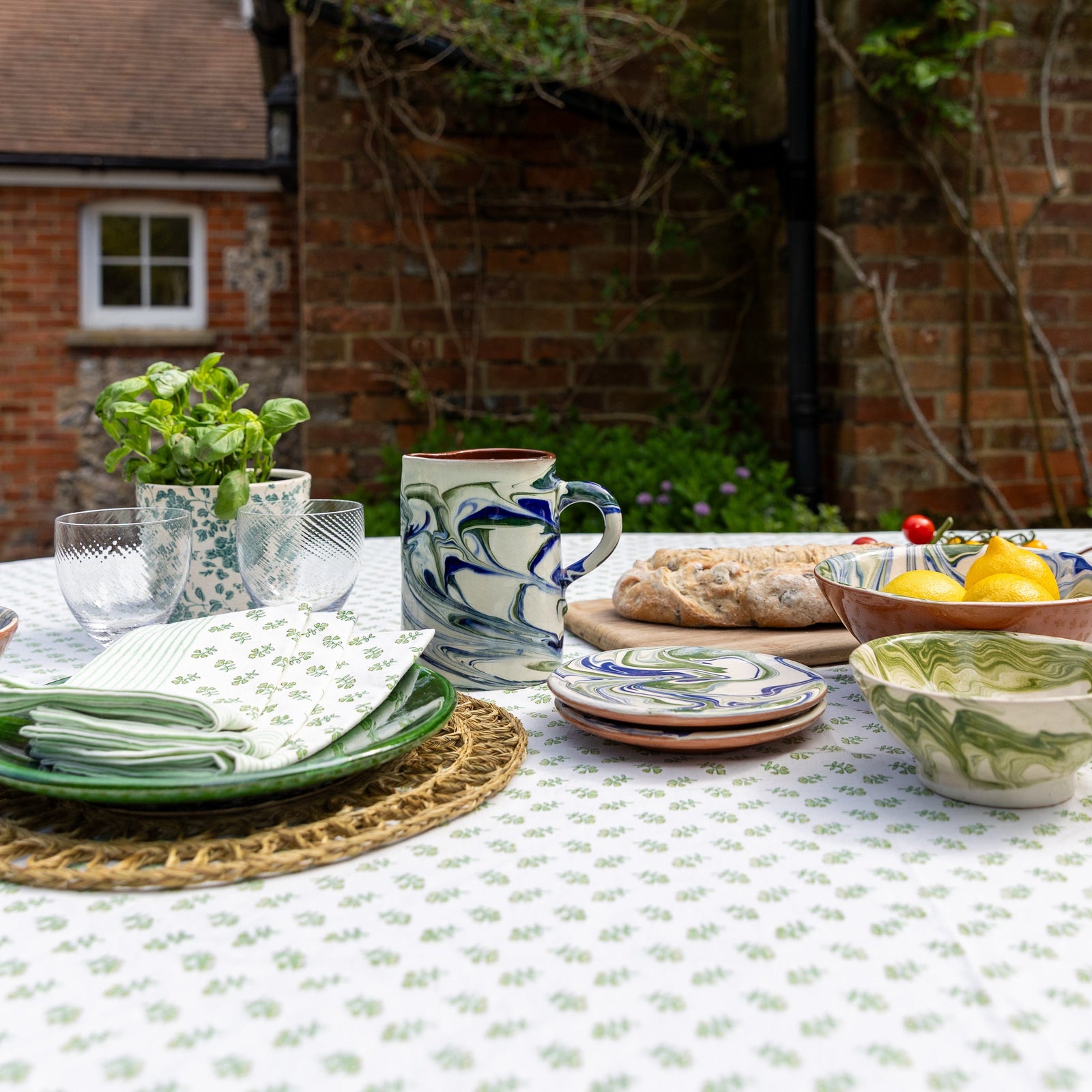 Green Ditsy Tablecloth