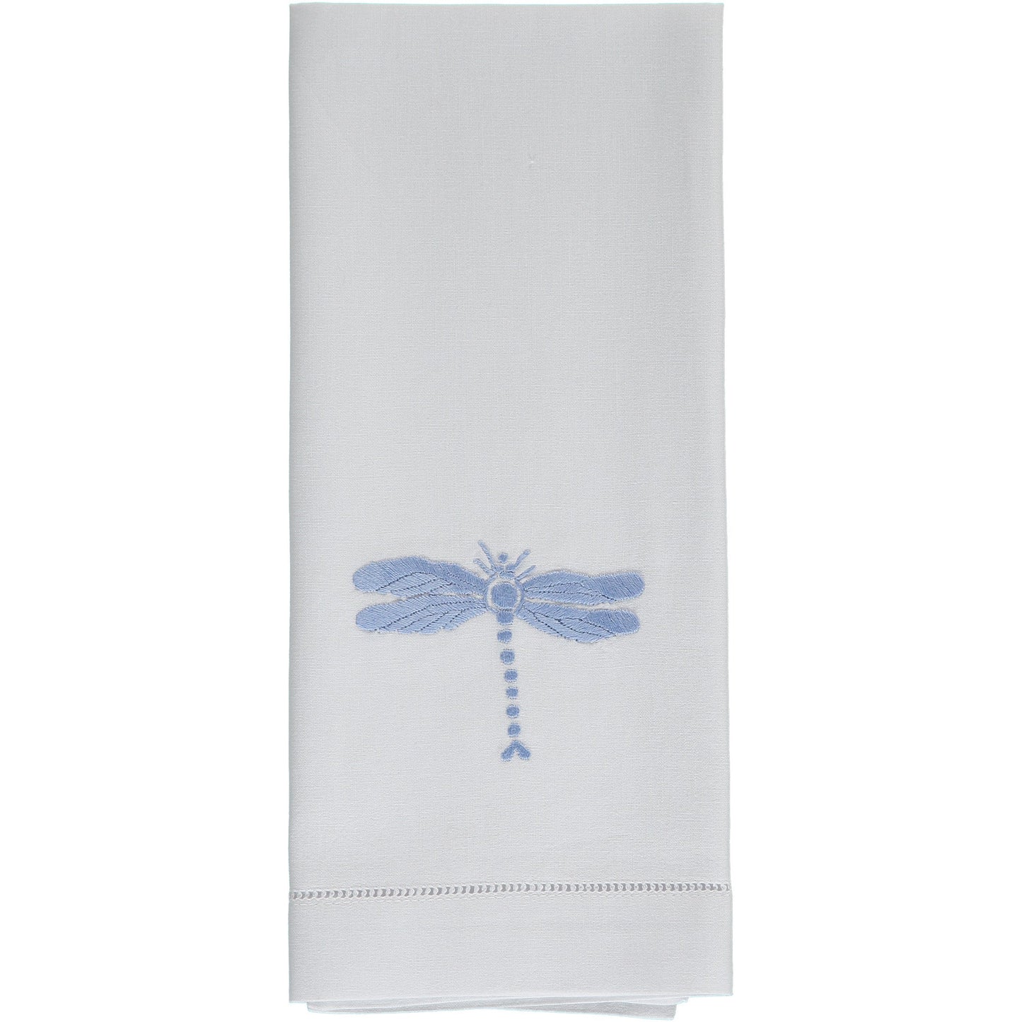 Blue dragonfly embroidered hand towel