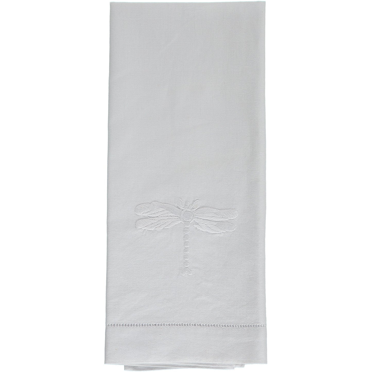 White dragonfly embroidered hand towel
